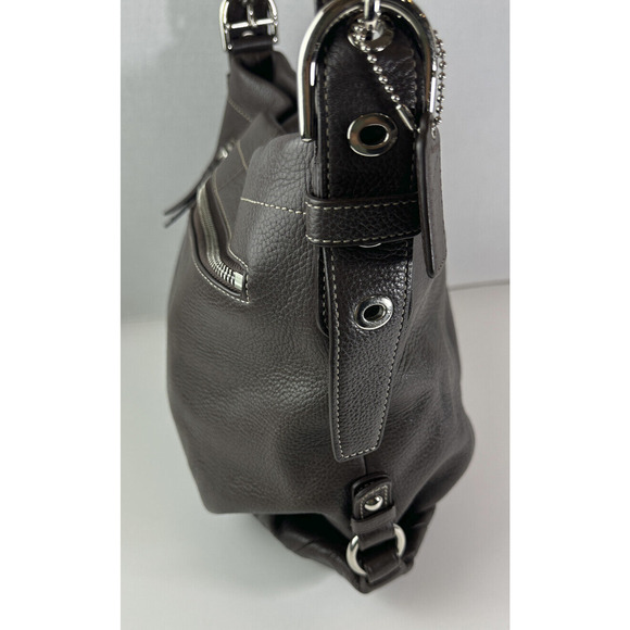 Coach Chocolate Brown Duffle Bucket Bag Pebbled Leather Shoulder Purse F15064 - Picture 9 of 16